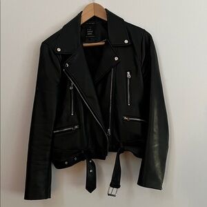 Zara Black Leather Moto Jacket